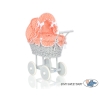 Gray Wicker Doll Pram Carriage -761