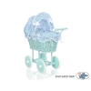 Handmade Doll Stroller made of Mint Wicker and Wood -532