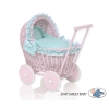 Handmade NewVintage Style Pink Wood and Wicker Doll Pram -1034
