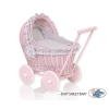 Handmade NewVintage Style Pink Wood and Wicker Doll Pram -523