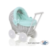 Handmade Retro Style Gray Wicker Doll Carriage -1034