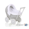 Handmade Retro Style Gray Wicker Doll Carriage -516