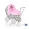 Handmade Retro Style Gray Wicker Doll Carriage -517