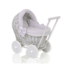 Handmade Retro Style Gray Wicker Doll Carriage -523