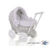 Handmade Retro Style Gray Wicker Doll Carriage -523