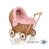 Handmade Retro Style Natural Wicker Stroller for Dolls -1032