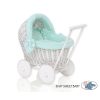 Handmade Retro Style White Wicker Doll Pram -1031