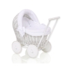 Handmade Retro Style White Wicker Doll Pram -516