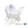 Handmade Retro Style White Wicker Doll Pram -516