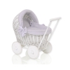Handmade Retro Style White Wicker Doll Pram -523
