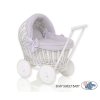 Handmade Retro Style White Wicker Doll Pram -523