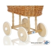 Handmade Wicker crib for doll with hood no. 2158Bedding Set White Dots on Gray