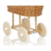 Handmade Wicker crib for doll with hood no. 2158Bedding Set White Dots on Gray