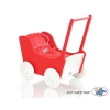 Handmade Wooden Carriage Doll Pram Red Red with White Dots