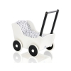Handmade wooden Doll pram Black White White with Black Dots Bedding Set