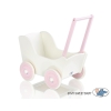 Handmade Wooden Doll's Pram White with Pink