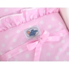 Handmade Wooden Doll's Pram White with Pink Bedding Set White Dots on Pink