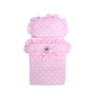Handmade Wooden Doll's Pram White with Pink Bedding Set White Dots on Pink
