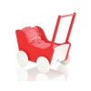 Handmade Wooden Stroller Doll Pram Red White Red Check Bedding