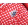 Handmade Wooden Stroller Doll Pram Red White Red Check Bedding