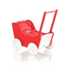 Handmade Wooden Stroller Doll Pram Red White Red with White Dots