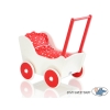 Handmade Wooden Stroller Doll Pram White with Red -771