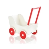 Handmade Wooden Stroller Doll Pram White with Red