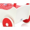 Handmade Wooden Stroller Doll Pram White with Red Red Check Bedding