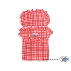 Handmade Wooden Stroller Doll Pram White with Red Red Check Bedding