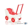 Handmade Wooden Stroller Doll Pram White with Red Red with White Dots