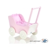 Handmade Wooden Stroller for Dolls Pink White -530