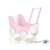Handmade Wooden Stroller for Dolls Pink White