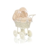 Ivory Wicker Doll Pram Stroller Retro Style Bedding Set in Beige with White Dots