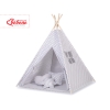 Kids Teepee Tent + decorative feathers- Gray cross pattern