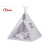 Kids Teepee Tent + decorative feathers- Gray cross pattern