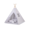 Kids Teepee Tent + decorative feathers- Gray cross pattern