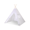 Kids Teepee Tent + decorative feathers- White dots on Gray