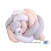 Knot Braided Crib Bumper 1,8m - white-gray-powder pink