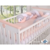 Knot Braided Crib Bumper 1,8m - white-gray-powder pink