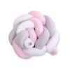 Knot Braided Crib Pillow Bumper- white-gray-pink