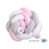 Knot Braided Crib Pillow Bumper- white-gray-pink