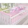 Knot Braided Crib Pillow Bumper- white-gray-pink