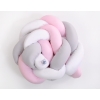 Knot Braided Crib Pillow Bumper- white-gray-pink