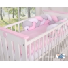 Knot Braided Crib Pillow Bumper- white-gray-pink