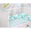 Knot Braided Cushion Bumper for Baby Bed Crib- white-mint