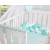 Knot Braided Cushion Bumper for Baby Bed Crib- white-mint