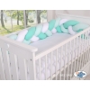 Knot Braided Cushion Bumper for Baby Bed Crib- white-mint