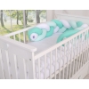 Knot Braided Cushion Bumper for Baby Bed Crib- white-mint