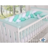Knot Braided Cushion Bumper for Baby Bed Crib- white-mint