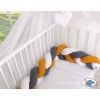 Knot bumper Braided Cushion Pillow - white-honey yellow-anthracite